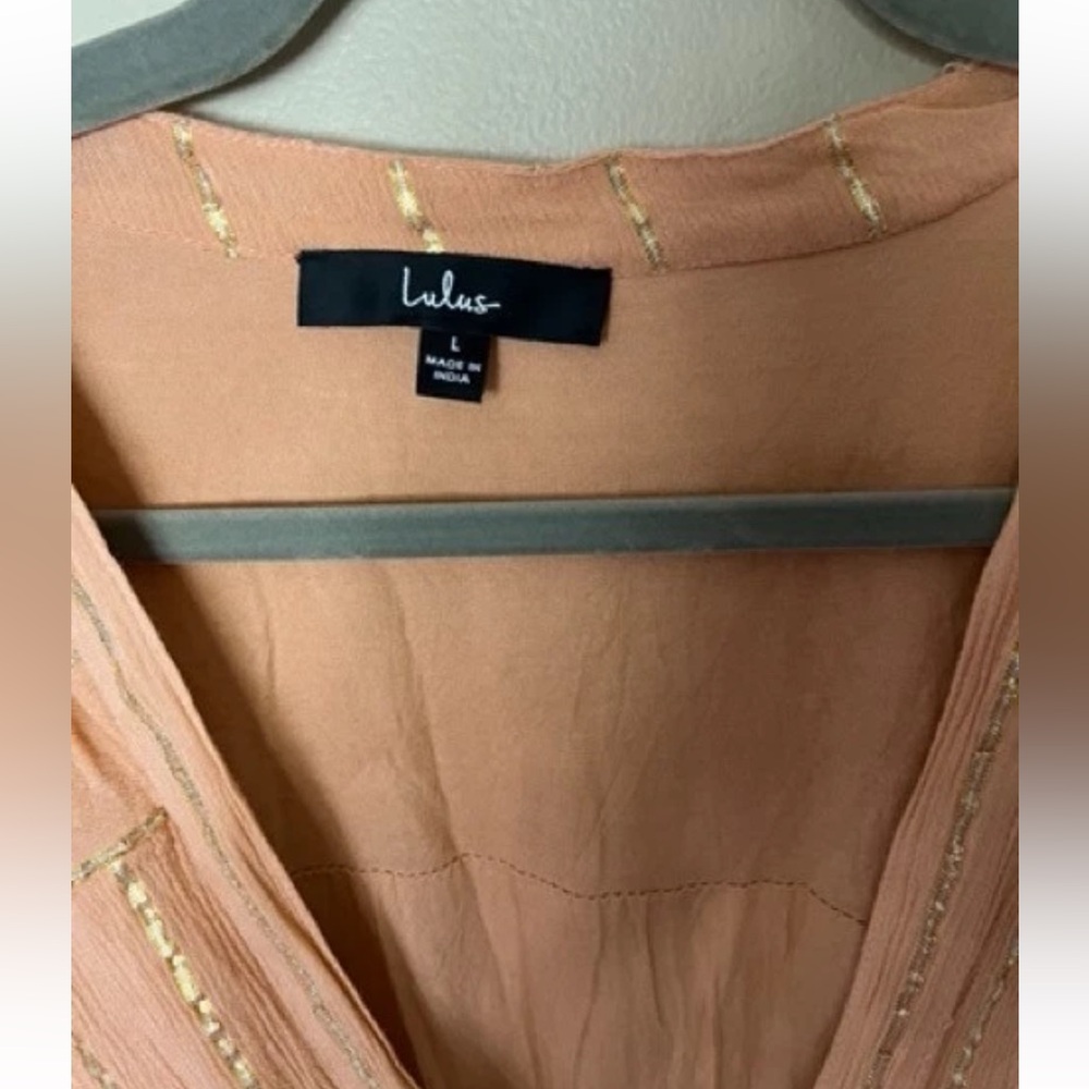 Women's Peach V-Neck Maxi Dress - Picture 4 of 10